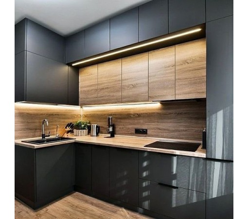 Кухня на заказ DV02, кухня лофт, кухня черная